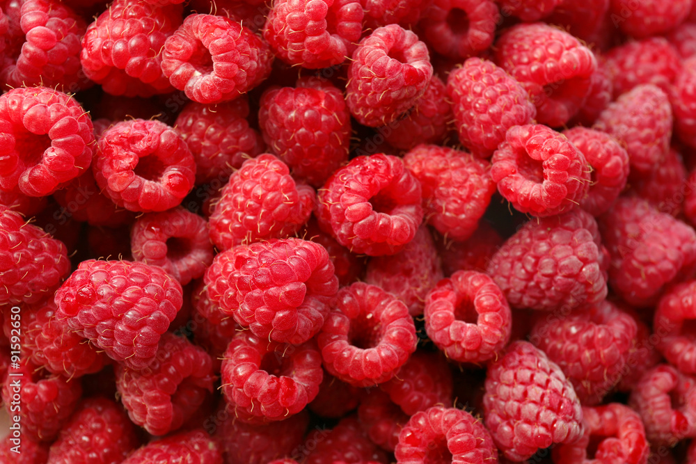 Heap of sweet red raspberries close up Heap of sweet red raspberries close up