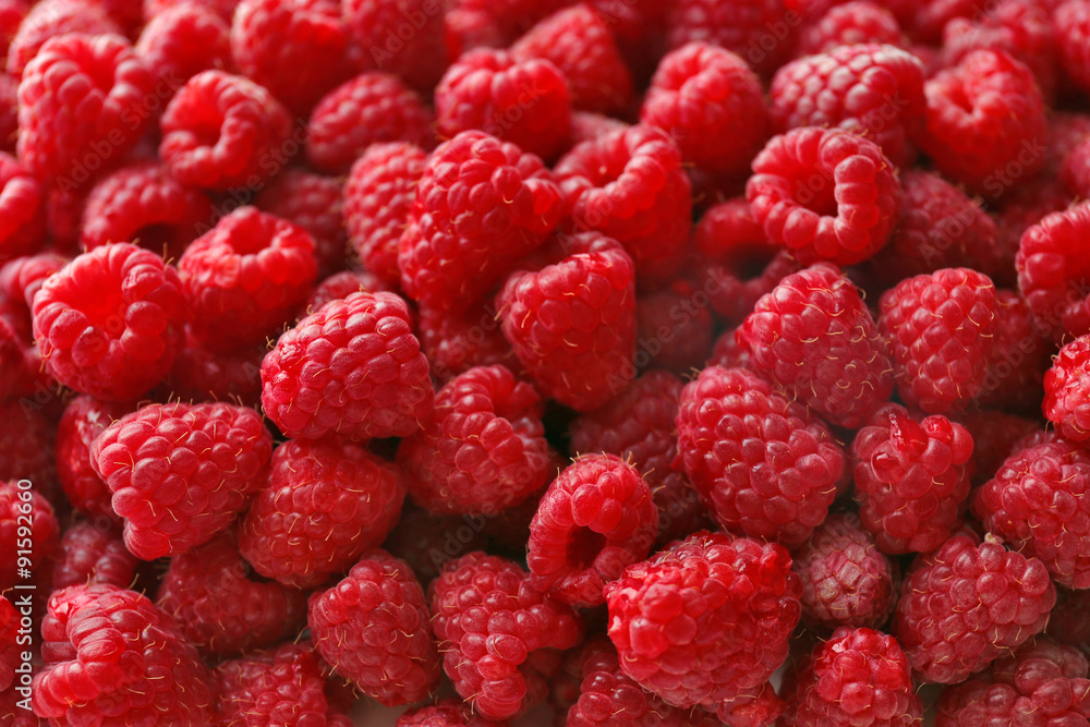 Heap of sweet red raspberries close up Heap of sweet red raspberries close up