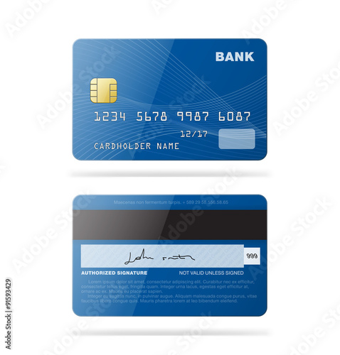 Set of credit cards isolated on white background.