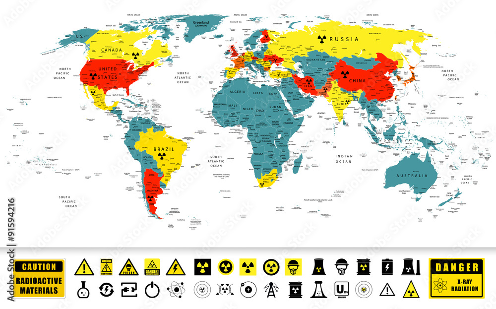 Naklejka Kraje energii jądrowej na mapie świata