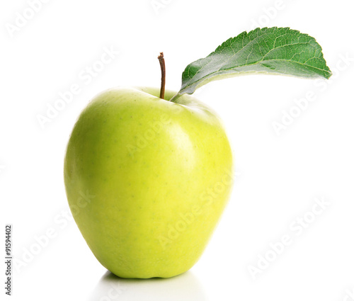 Ripe green apple isolated on white