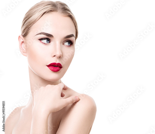 Fotografie Beauty young woman portrait isolated on white