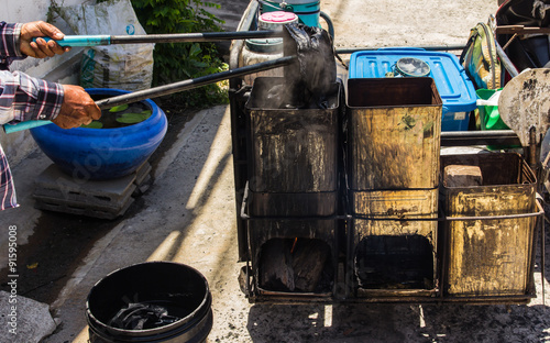 Wallpaper Mural Equipment pot dyed colorful yarn dyed fabric in blue and black. Torontodigital.ca