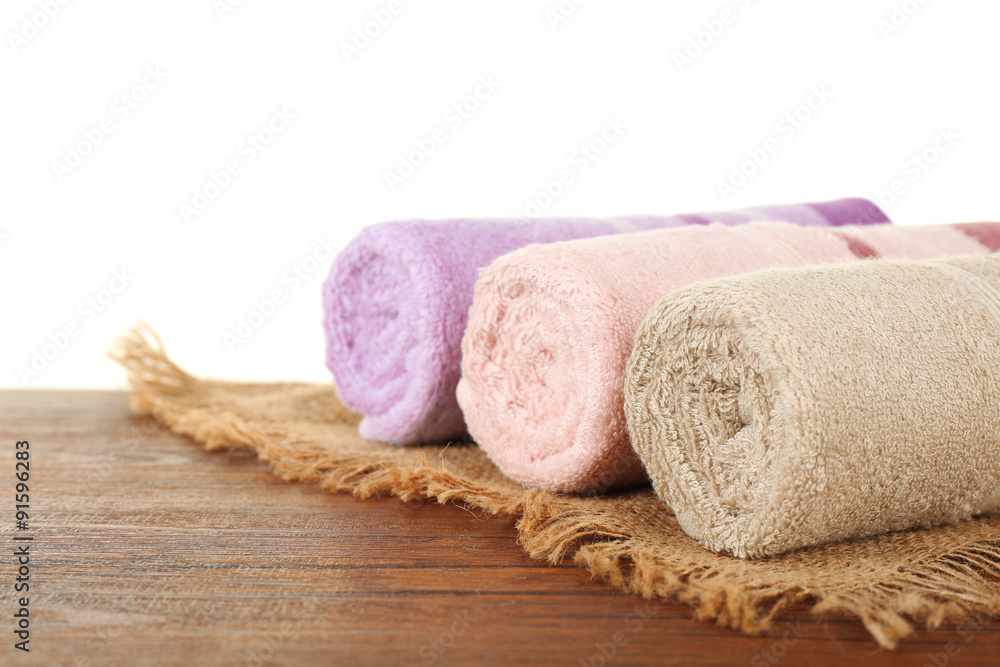 Soft towels on light background Soft towels on light background