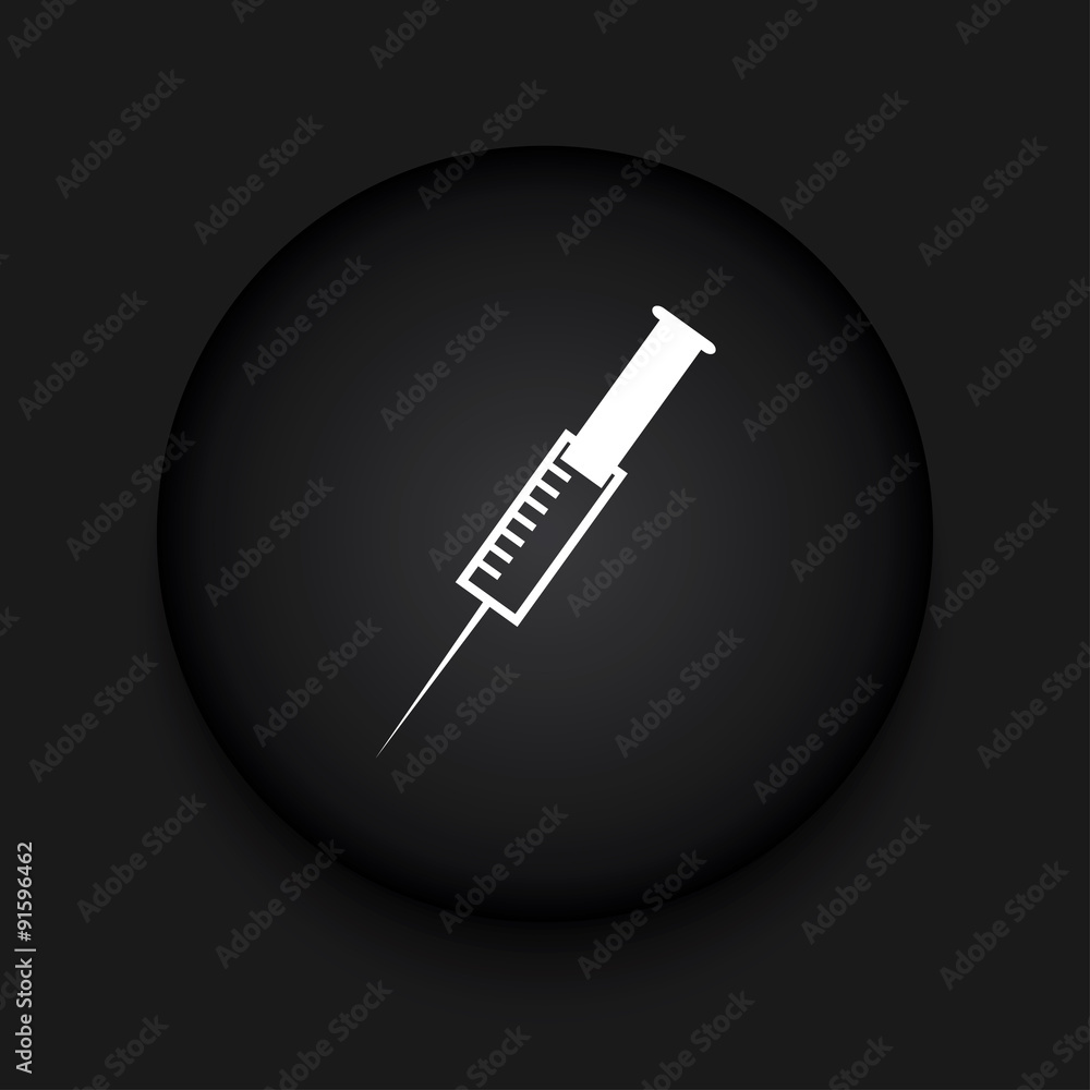 Vector modern syringe black circle icon Vector modern syringe black circle icon