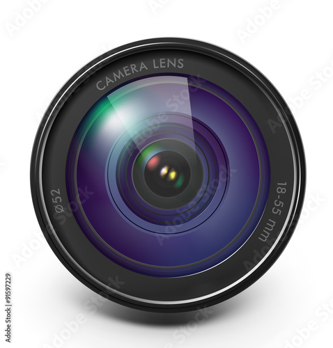 Camera lens isolated on white background. Vector illustration