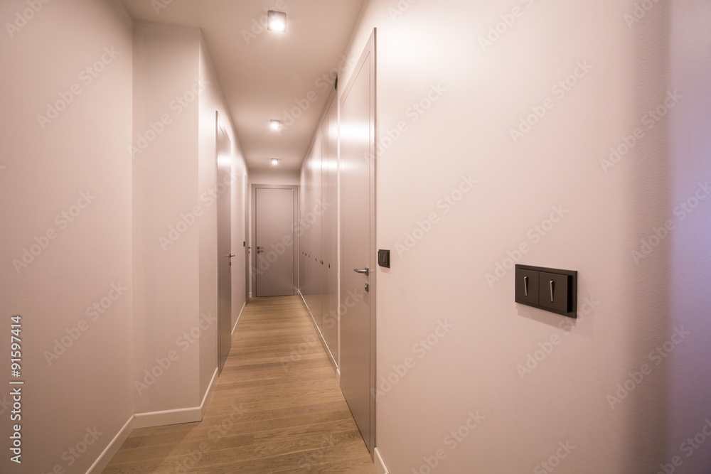 Long corridor in office building Long corridor in office building