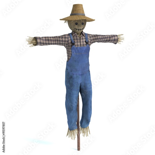 Fotografiet 3d illustration of a scarecrow