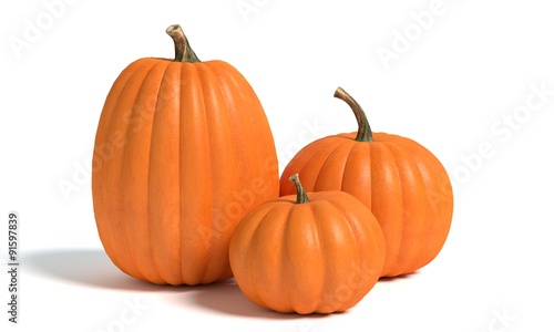 3d illustration of pumpkins