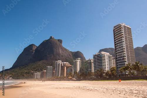 Empty Sao Conrado Beach in Rio de Janeiro, Brazil