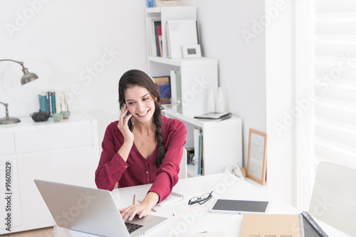 Portrait of an designer working home on new ideas. A dark braide