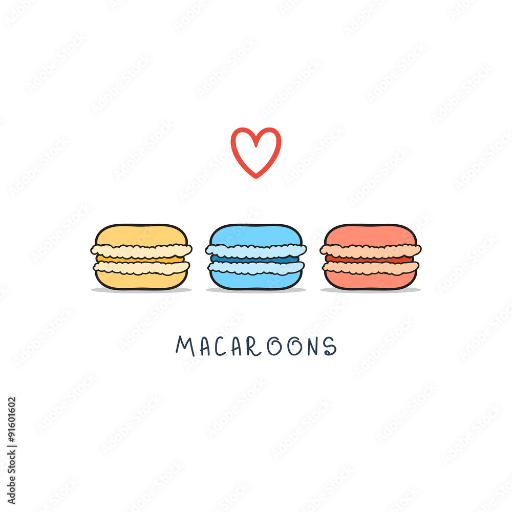 Set of isolated colorful doodle macaroon. Sketch macaroon Set of isolated colorful doodle macaroon. Sketch macaroon