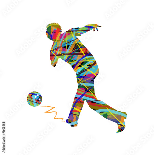 silhouette astratta di giocatore di bowling