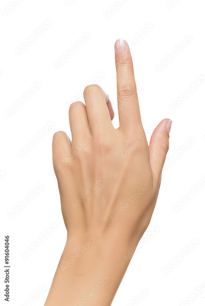 Human hand point with finger