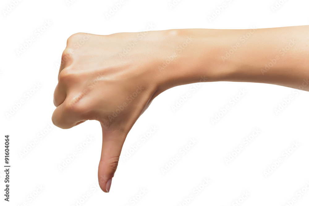Hand thumb down. Hand thumb down.