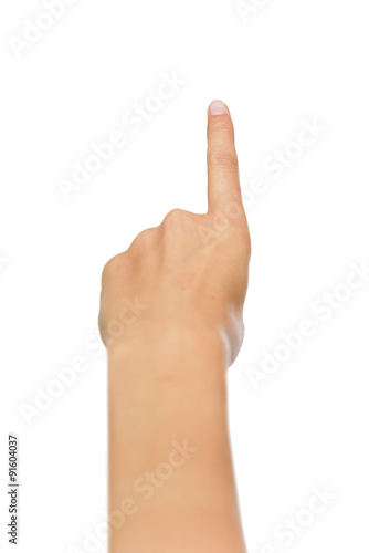 Human hand point with finger 