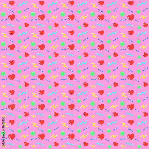 80年代風 ファンシー柄シームレスパターン ピンク Stock Illustration Adobe Stock 80年代風 ファンシー柄シームレスパターン ピンク Stock Illustration Adobe Stock