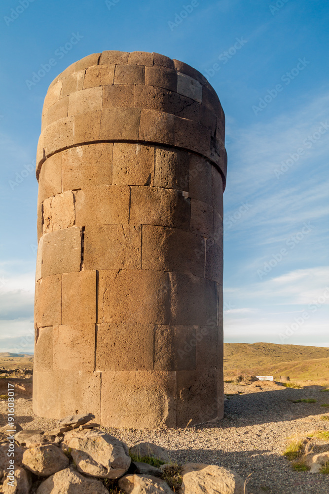 Ruin of a  funerary tower in Sillustani