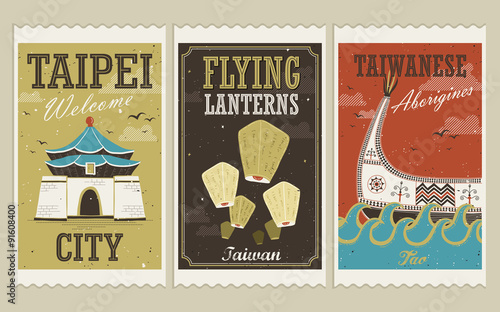 creative Taiwan attractions and traditional culture stamps