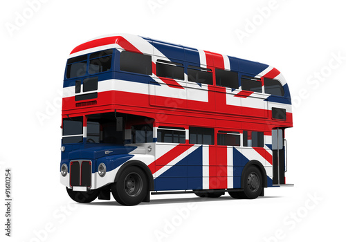 Double Decker Bus Britain Flag