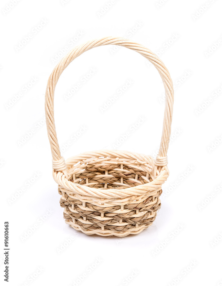 empty wicker basket on a white background empty wicker basket on a white background
