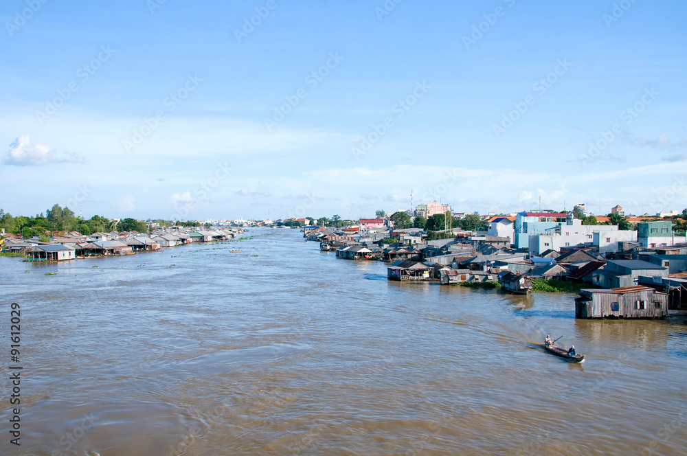 Floating village in Mekong Delta, Vietnam