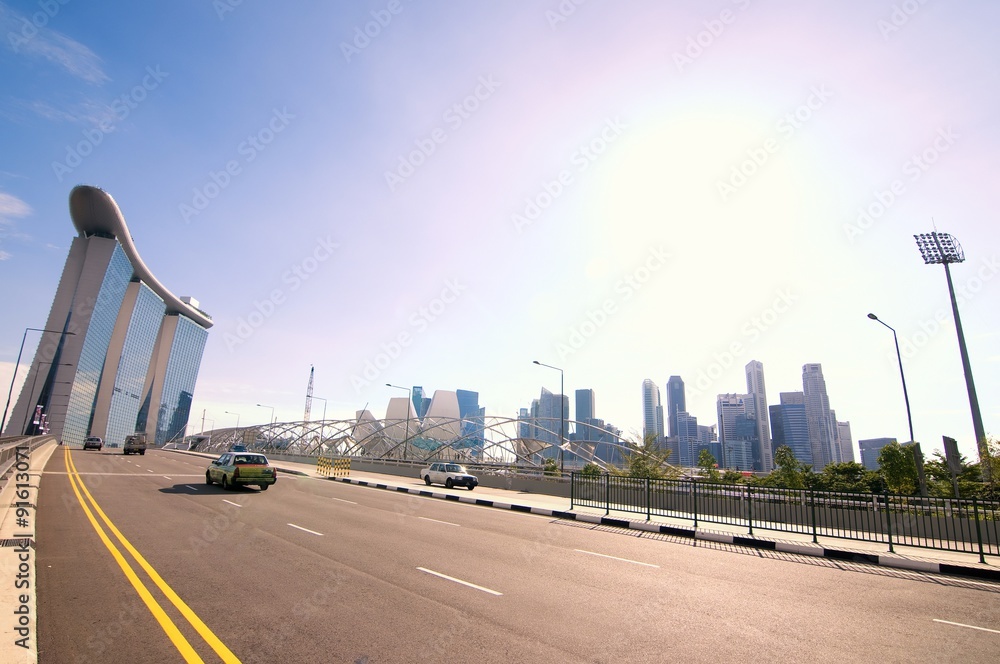 Singapore skyline, view from the Garden by the Bay. Singapore skyline, view from the Garden by the Bay.