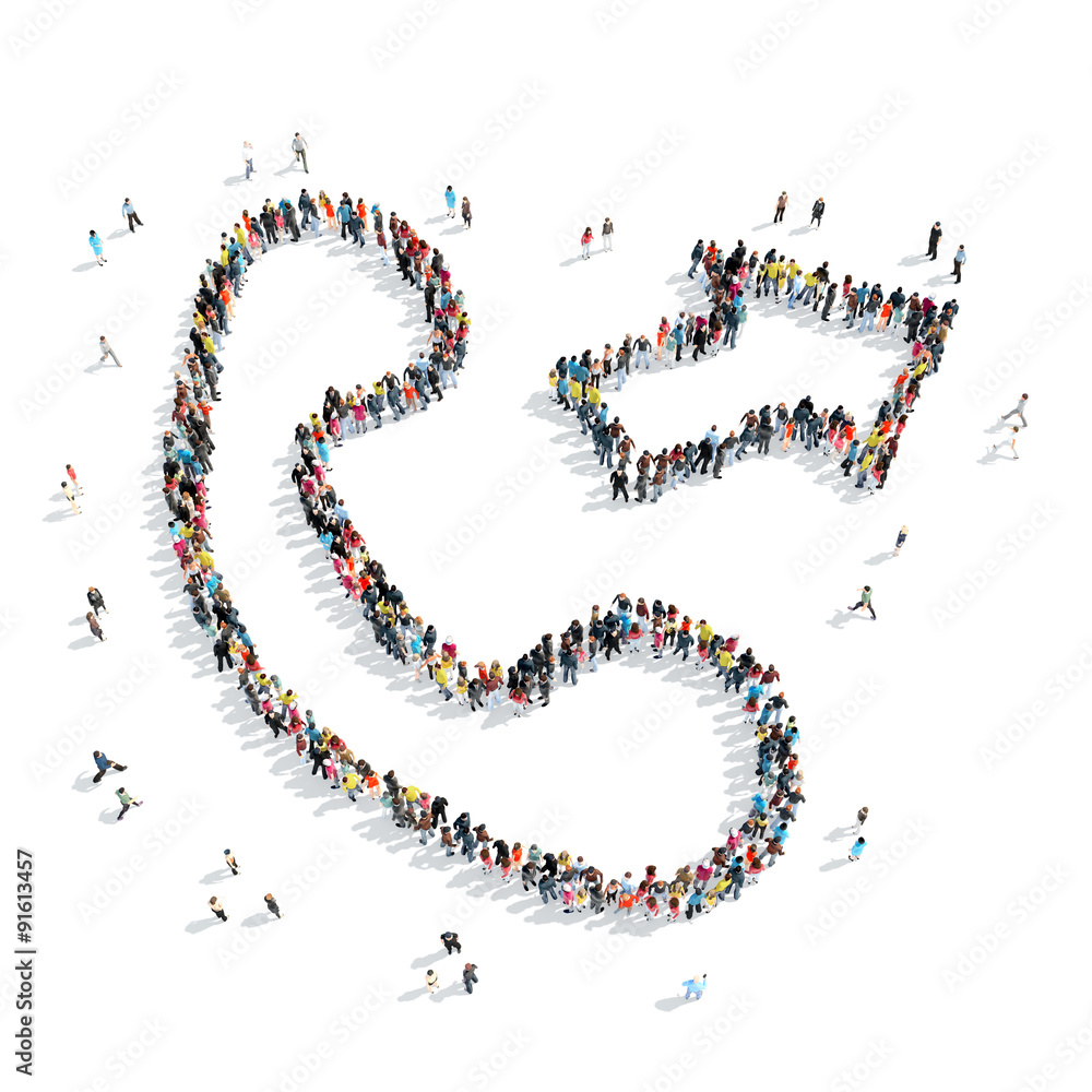 people shape handset cartoon people shape handset cartoon