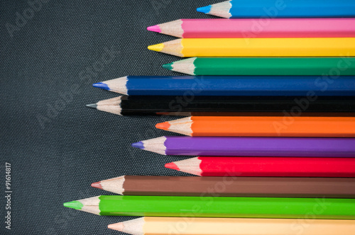 twelve colored pencils