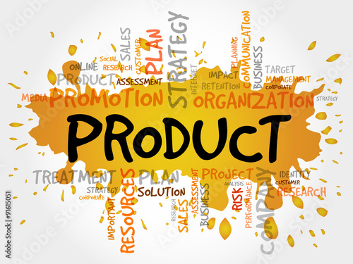 Word Cloud with Product related tags, business concept
