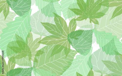 Seamless eco pattern with colorful translucent leaves for your creativity