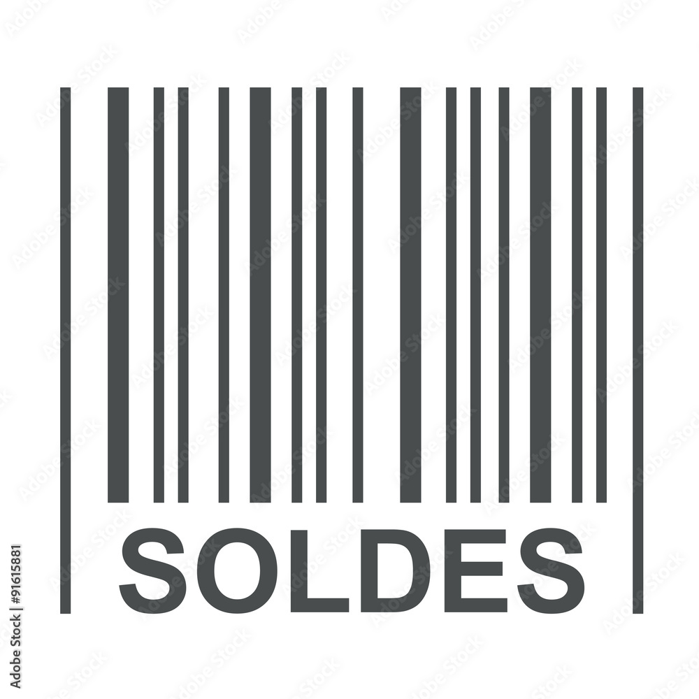 Icono plano texto SOLDES codigo de barras gris Icono plano texto SOLDES codigo de barras gris