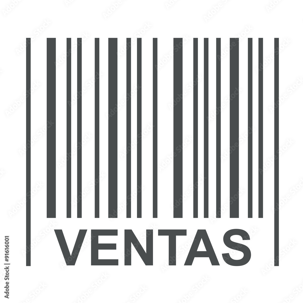 Icono plano texto VENTAS codigo de barras gris Icono plano texto VENTAS codigo de barras gris