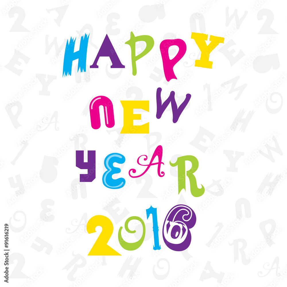 creative happy new year 2016 greeting design vector
