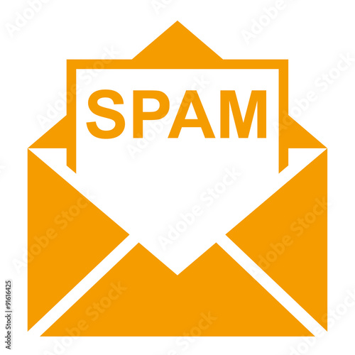 Free Download Icono sobre texto SPAM naranja - GFXLoad