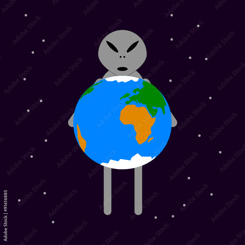 Naklejka premium Alien and Earth
