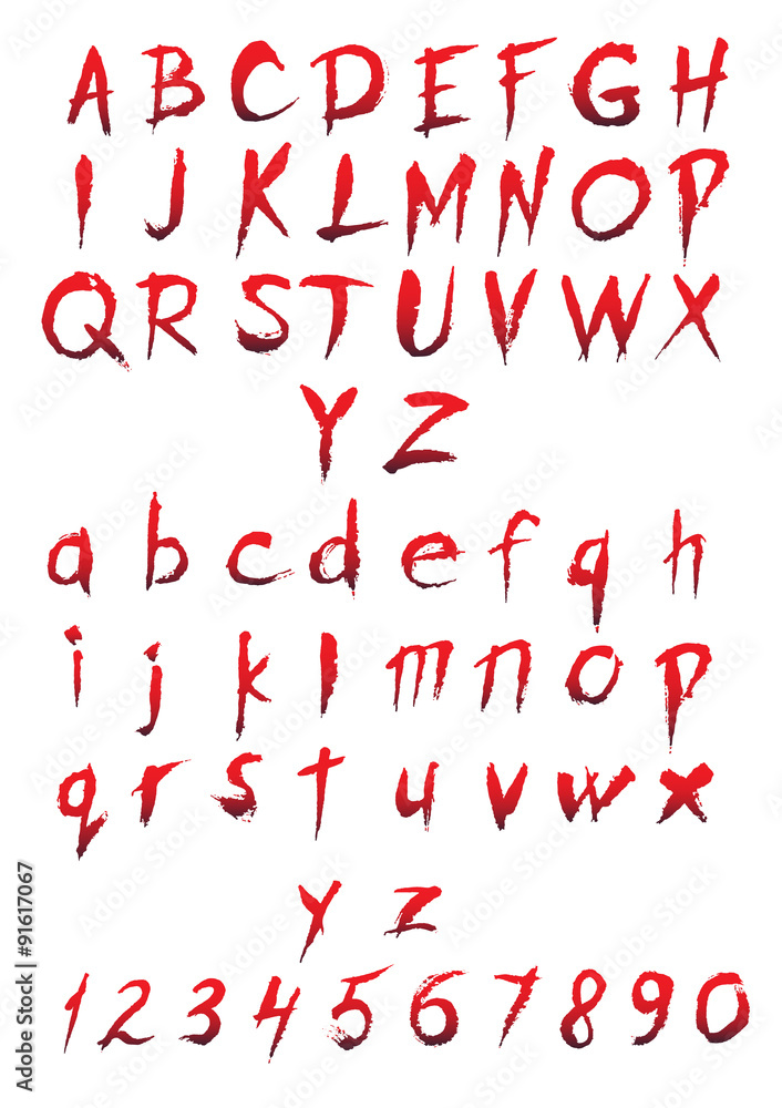 Set of big and small letters and figures Set of big and small letters and figures
