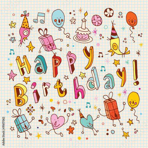 Wallpaper Mural Happy birthday - greeting card Torontodigital.ca