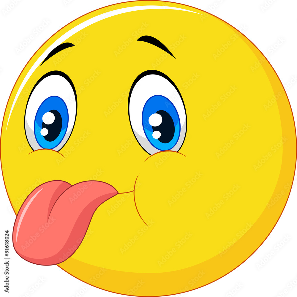 Cartoon emoticon with silly face
