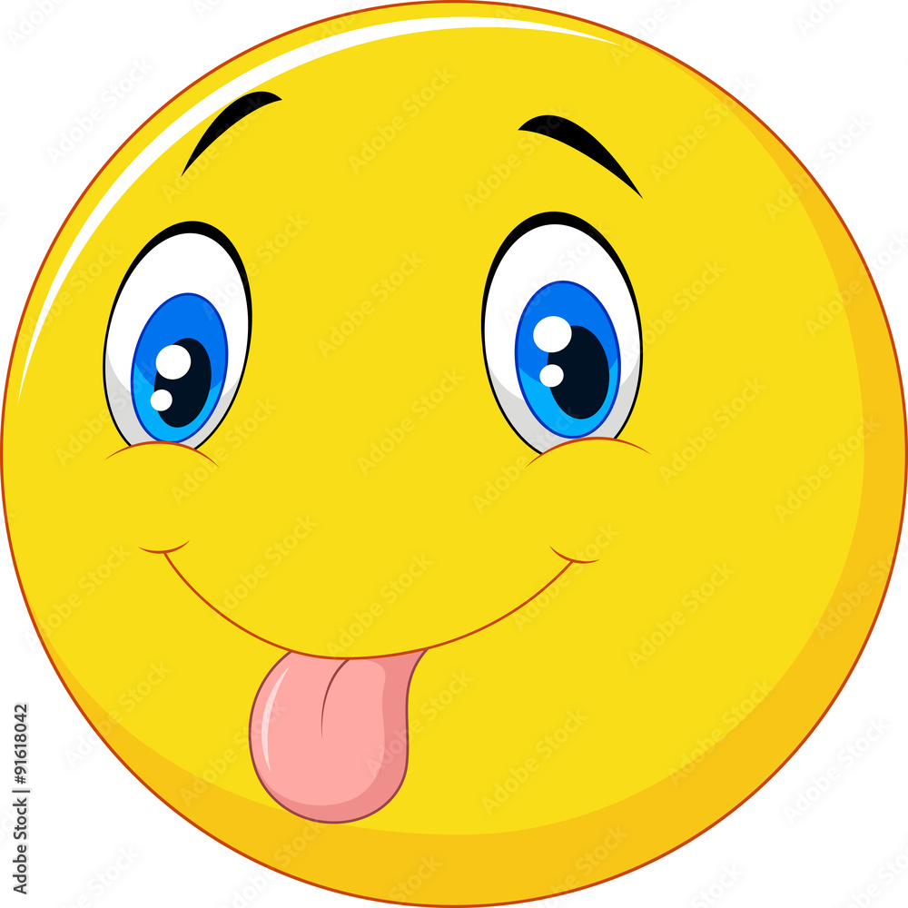 Cartoon emoticon with silly face