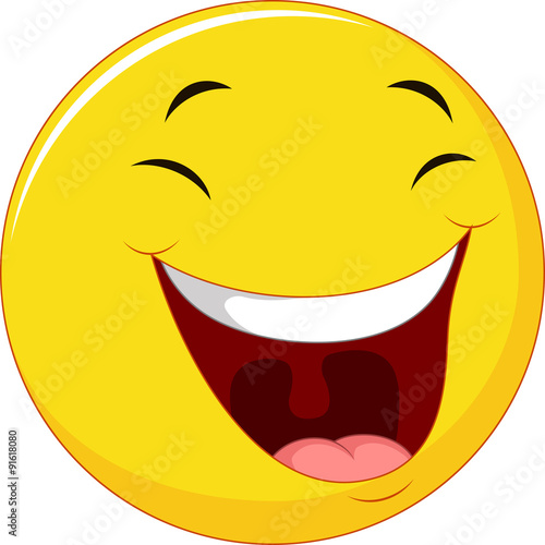 Happy cartoon emoticon isolated on white background