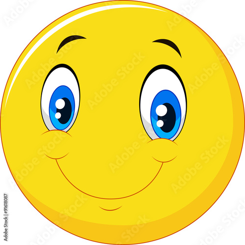Happy smile face emoticon on white background
