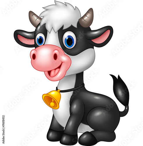 Happy animal baby cow in a sitting posing

