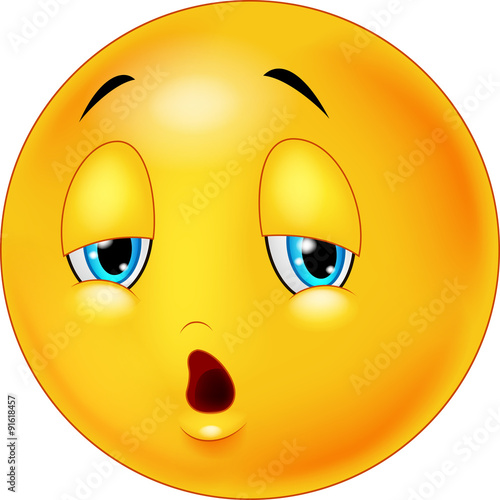 Exhausted and tired emoticon on isolated background
