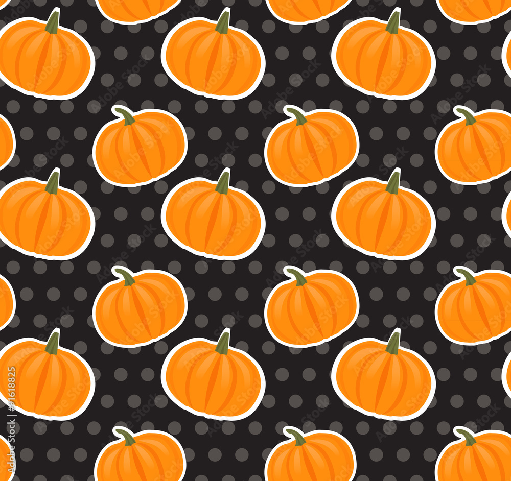 Seamless vector pattern with pumpkins and leaves for your creativity Seamless vector pattern with pumpkins and leaves for your creativity