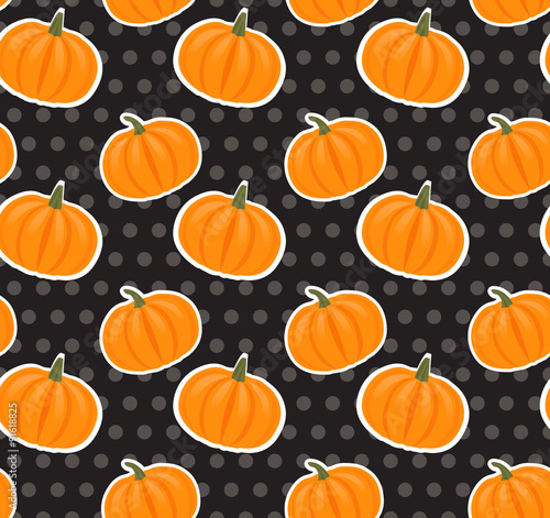 Seamless vector pattern with pumpkins and leaves for your creativity