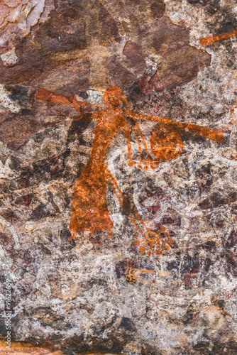 Just 24 km fom Bhopal, Satkunda has around 5000 year old rock art. Contemporary in quality and age the world Heritage site of Bhim Baithika in the east of Bhopal. photo
