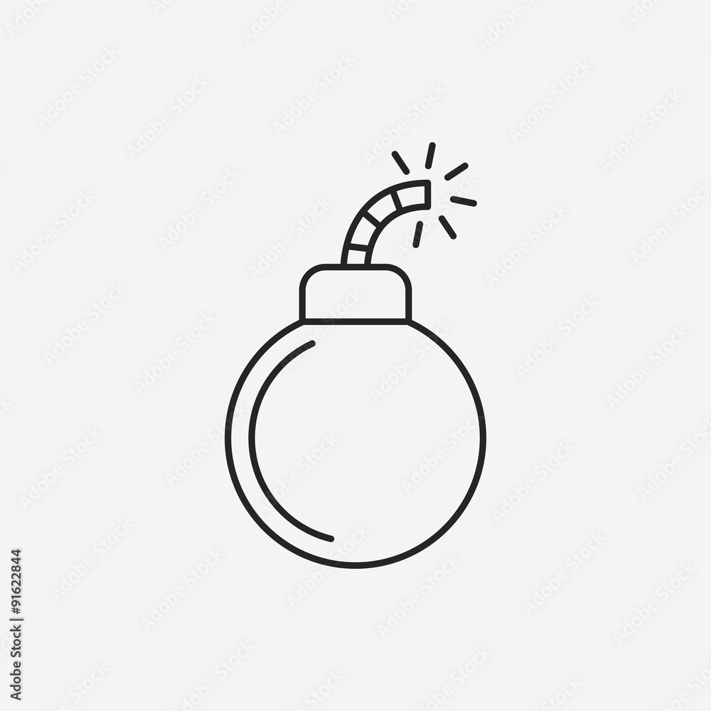 Cannon bomb line icon Cannon bomb line icon