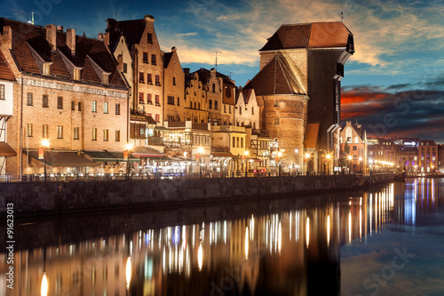The riverside with the characteristic Crane of Gdansk, Poland. #91623013