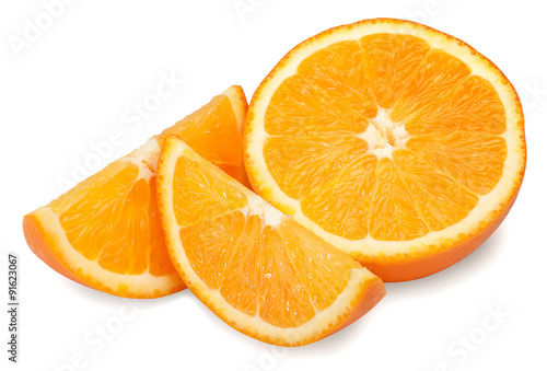 orange and slices isolate on white